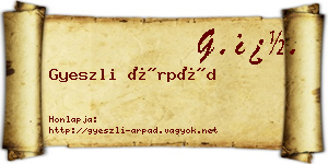 Gyeszli Árpád névjegykártya